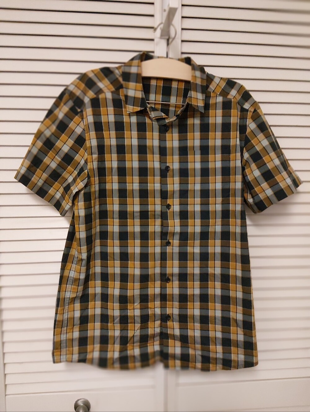 Arc'teryx Men's Short-Sleeve Plaid Button-Down - Mustard, Black & Gray